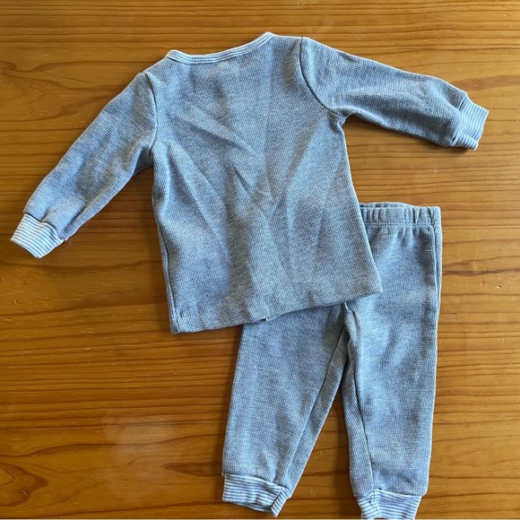 Waffle Cotton Knit Neutral Gray Set Baby 9M - Picture 6 of 6